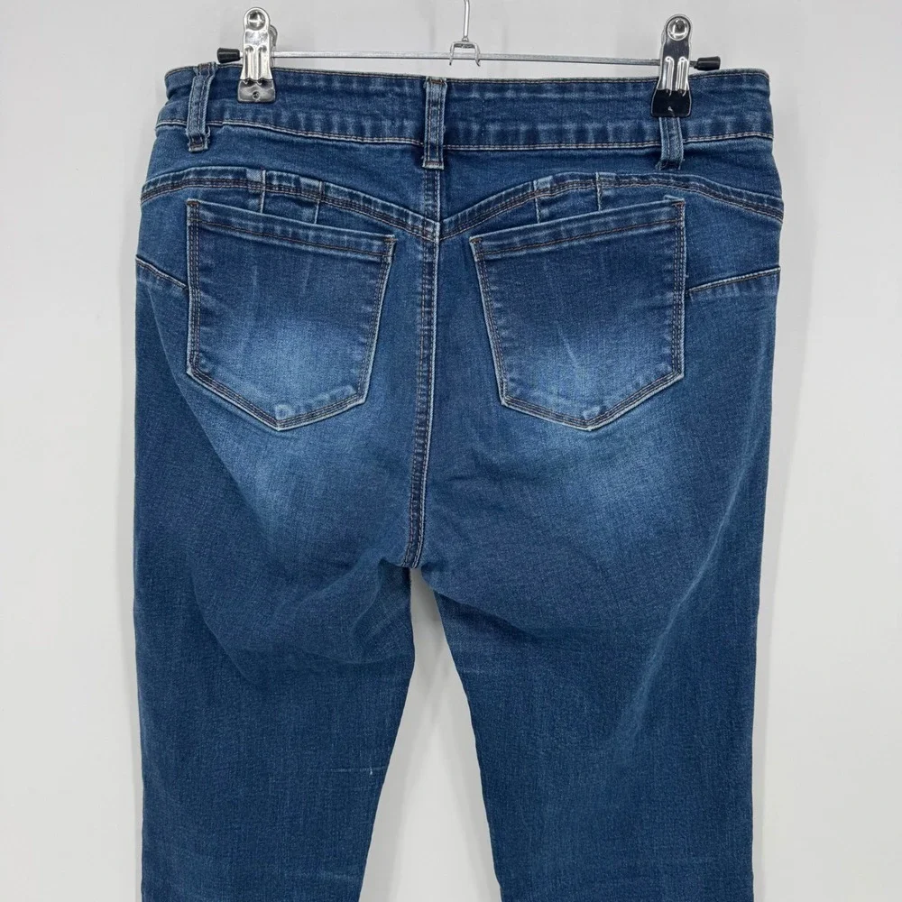 WAX JEAN Women's Dark Wash Distressed Cropped‎ Cuffed  Skinny Jeans Size 9
